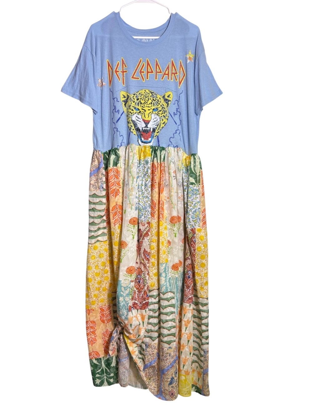 One of a Kind Def Leppard Patchwork Maxi Dress Upcycled Band Tee Boho Festival